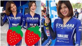 加藤軍路邊隨手拍，有網友分享泰國摩托車錦標賽的正妹，緊身服太透光，小褲褲春光乍現。（圖／翻攝自臉書）