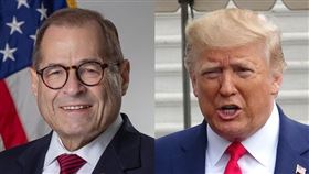 美國聯邦眾議院司法委員會主席納德勒（左）8日指出，總統川普（右）的彈劾案送交陪審團，3分鐘內就會出現有罪判決。（左圖取自facebook.com/CongressmanNadler；右圖為中央社檔案照片）