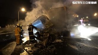 國道車禍！男子遭噴飛、妻女活活燒死
