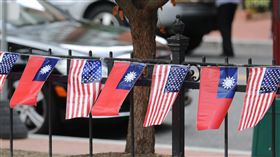 華府僑界賀國慶 典禮布滿國旗裝飾華府僑界6日在市中心舉辦國慶升旗典禮，典禮現場布滿中華民國和美國國旗裝飾。中央社記者徐薇婷華盛頓攝 108年10月7日