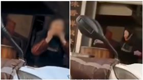 中國大陸，江蘇羊肉爐名店，女員工啃食羊肉，骨頭丟大骨湯供給客人。（圖／翻攝自微博）