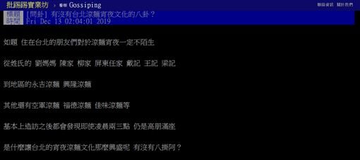 台北,宵夜,涼麵,夜店,文化,PTT 圖/翻攝自PTT