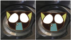 國外民眾，被印有寶寶圖案的Ｔ桖嚇到，因為他剛好卡在洗衣機前面，有點可怕。（圖／翻攝自Imgur）