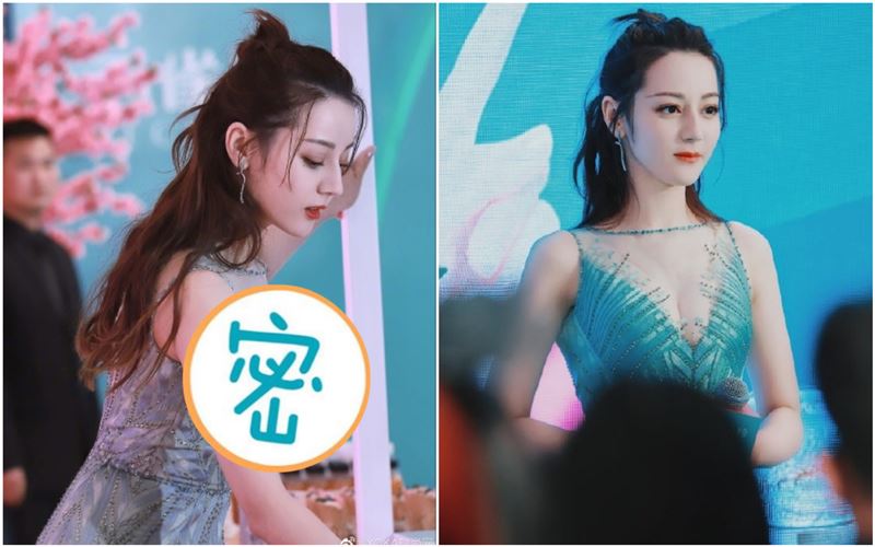 迪麗熱巴深V禮服超胸！一傾身蹦側乳