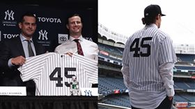 ▲柯爾（Gerrit Cole）加盟洋基穿著45號球衣。（圖／翻攝自洋基推特）
