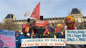 法國,抗議,退休制度改革,停電,手段熱議(圖/中央社)