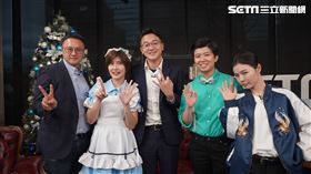 菜浿梨子大撩小英競辦發言人廖泰翔。
左起：鄭造新、蔡宜芳'、廖泰翔，參與網路節目錄影。