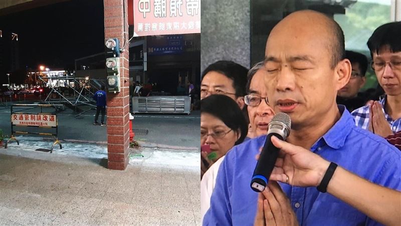 挺韓遊行舞台擋路　店家歇業怎發財？
