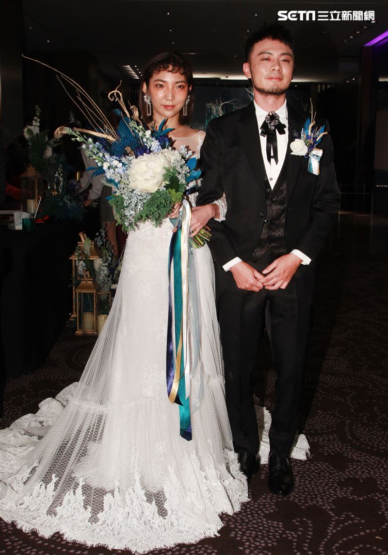 高雋雅和夫婿陳子豪（Edward）補辦婚宴，。（記者邱榮吉/攝影）