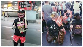 ▲小兒麻痺症友陳小姐、罷韓民眾（組合圖，資料畫面）