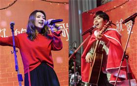  賀歲片《你的情歌》在日前舉辦聖誕演唱會，由電影主演謝博安率領「七月男孩」樂團/女歌手閻奕格演出。甲上提供