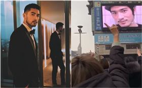 粉絲在北京王府井對著大螢幕手指天空，陪高以翔過聖誕節（圖／翻攝自娛樂有飯微博、高以翔IG）