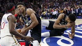 ▲『字母哥』安戴托昆波（Giannis Antetokounmpo）上籃被戳到眼睛。（圖／美聯社／達志影像）
