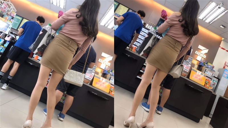 超商妹逆天長腿+緊身裙！視角超邪惡