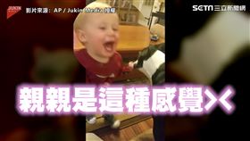 ▲年紀還小的弟弟終於了解親親是什麼感覺！（圖／AP ／Jukin Media授權）