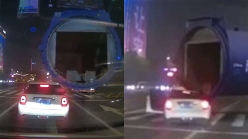 大卡車「超載過長物」！轉彎直輾旁車