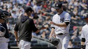 ▲洋基先發輪值爆炸，哈普（J.A. Happ）恐成為交易籌碼。（圖／美聯社／達志影像）