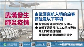 因應中國大陸武漢發生肺炎疫情，疾管署持續落實邊境檢疫及執行武漢入境班機之登機檢疫