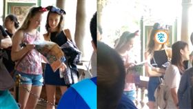 遊樂園,外國人,正妹,拍照,抓包,表情　圖／翻攝加藤軍路邊隨手拍