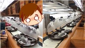  爆廢公社，網友拍下迴轉壽司店「台上都是空盤，沒有壽司」。（圖／翻攝自爆廢公社）