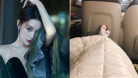 張馨予搭高鐵脫鞋，穿著襪子蓋被批沒公德心。（圖／翻攝自張馨予微博）