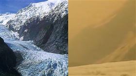 澳洲山林大火燒出濃濃黑煙，連遠在數千公里外的紐西蘭冰川也不能倖免。原本雪白無瑕的法蘭約瑟冰川（右），乍看下彷彿成了沙漠（左）。（右圖取自維基共享資源；作者dramatic，CC BY-SA 3.0，左圖取自twitter.com/MissRoho）