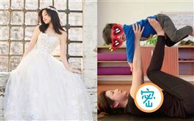  陳妍希抱3歲兒子小星星做瑜珈。微博