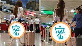 正妹穿極短熱褲登機！白皙辣腿全都露（圖／翻攝自加藤軍路邊隨手拍）