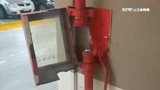 消防柱遭車撞　泡沫噴有如「下雪」