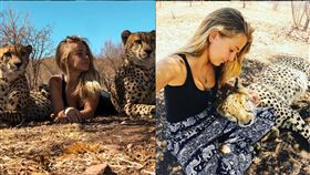 南非21歲女子，每天都和印度豹生活，晚上更和他們抱在一起睡覺。（圖／翻攝自IG）
