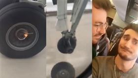 飛機輪子噴飛（圖／翻攝自@TomPodolec推特）