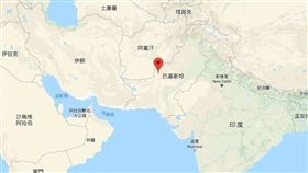 巴基斯坦奎達鎮（紅標處）10日發生自殺炸彈攻擊，至少造成15死19傷。（圖／翻攝自Google地圖網頁google.com/maps）