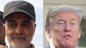 伊朗軍、情最重要將領蘇雷曼尼（左）遭美國總統川普（右）下令狙殺，伊朗7日揚言已考慮13套報復劇本，美國軍方預期伊朗可能一或兩天內就會有重大攻擊。（中央社檔案照片）