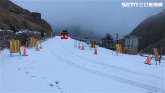 合歡山下雪了　民眾興奮滾地、做雪人