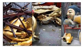 中國大陸，中共強拆佛像，大切八塊。（圖／翻攝自寒冬雜誌）