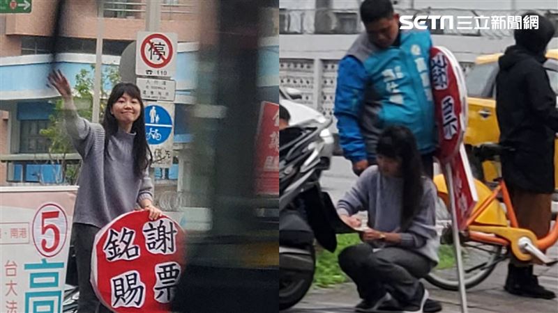 獨／擋泥板女神　高嘉瑜寒風蹲地簽名