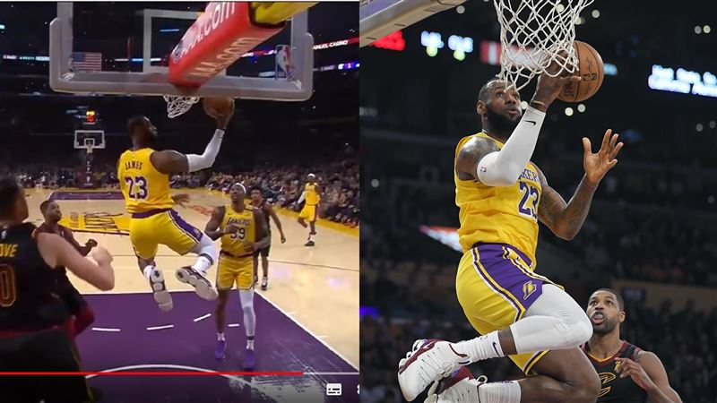 NBA／戰騎士　詹皇秀滯空拉桿上籃