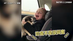 小女孩很開心有新寵物