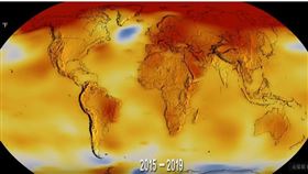 NASA釋出新影片表示，以前到現在的溫度演變。（圖／翻攝自YouTube）