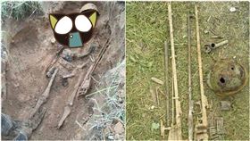 骷顱戴軍盔、揹彈匣！他驚「二戰挖出來的」網致敬：安息吧（圖／翻攝自爆笑公社）