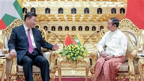 中國,習近平,緬甸,溫敏,總統,會談,一國兩制,一帶一路,經濟,合作,兩岸,　圖／翻攝自新華網