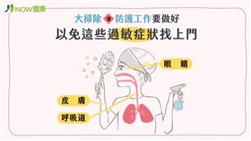 名家專用／NOW健康／大掃除戴上口罩、眼罩、手套才能降低惱人的過敏症狀。(勿用)