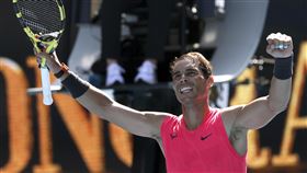 ▲納達爾（Rafael Nadal）澳網首輪晉級。（圖／美聯社／達志影像）