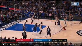 ▲東契奇（Luka Doncic）失去平衡投進三分球。（圖／翻攝自YouTube）