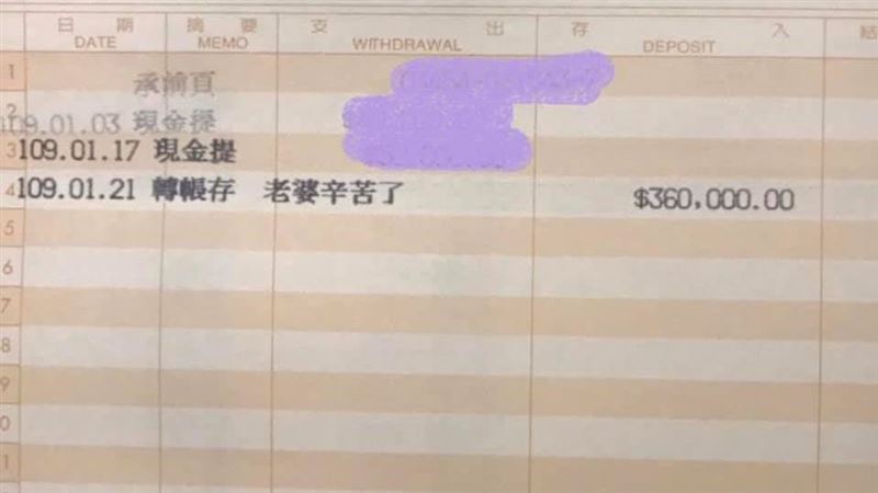 老公給36萬年終　全職媽刷簿子驚呆
