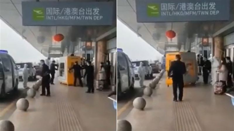 陸機場見發燒武漢人　直接裝箱推走