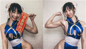 機機,網紅,Shacy,春麗,拜年,林少榆,健身,肌肉,側乳,扮裝,　圖／翻攝自IG