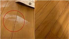 酒精一噴…木頭地板毀了！她靠這招神救援　網讚：超實用（圖／翻攝自爆怨公社）