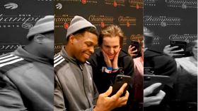 Lowry為球迷打視訊給Butler。（圖／翻攝自YouTube）