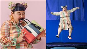 渡邊直美在綠棚前晃來晃去失去離心力。（圖／翻攝自Kate Spade IG）